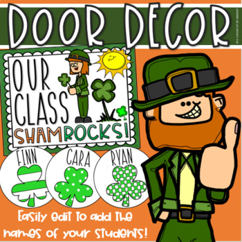 Preview of Happy St. Patrick's Day Shamrock Door Decorations Bulletin Board EDITABLE