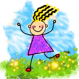 Happy Stick Girl - Free Clip Art Doodle Painting