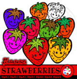 Happy Strawberries - Doodle Clip Art