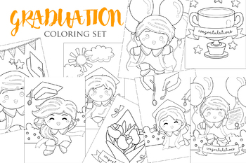 Preview of Happy Student Graduation Study Celebrate Party Trophy - Kids & Adult Coloring A4