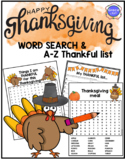 Happy THANKSGIVING - Word Search and List FREEBIE!