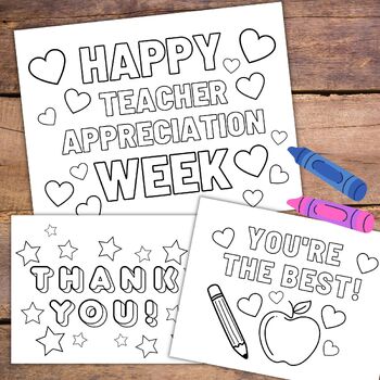 Happy Teacher Appreciation Week Coloring Pages and Thank You Card