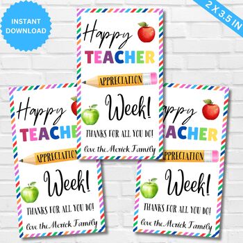 Happy Teacher Appreciation Week Gift Tag Template, Printable Thank You ...