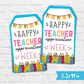 Preview of Happy Teacher Appreciation Week Gift Tags, Teacher Appreciation Gift, Gift Card