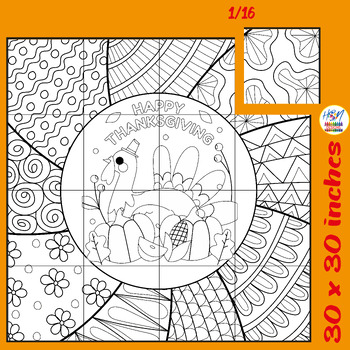 Preview of Happy Thanksgiving Collaborative Posters Art - Turkey Classroom Decorations
