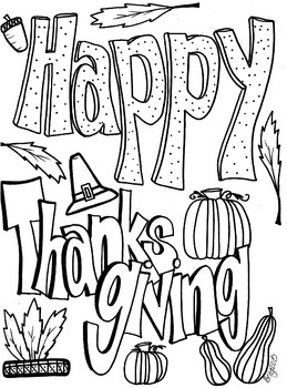 Happy Thanksgiving Coloring Page By Koolkat S Art Bin Tpt