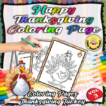Preview of Happy Thanksgiving Coloring Page | Coloring Pages Thanksgiving | Turkey Vol.3