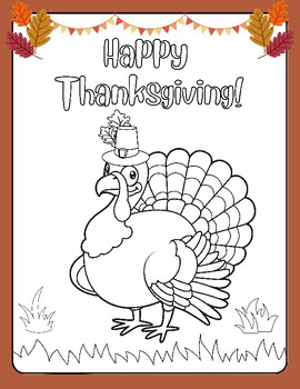 Preview of Happy Thanksgiving Pilgrim Turkey Fall CUTE! FUN! Coloring Pages & Sheets Autumn