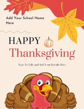 Preview of Happy Thanksgiving , Thanksgiving Celebration Flyers (4) Ready to Edit! No Prep