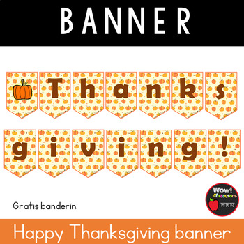 Happy Thanksgiving banner by Wow Classroom | TPT