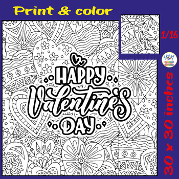 Preview of Happy Valentine's Day Bulletin Board Collaborative Coloring Poster Activities