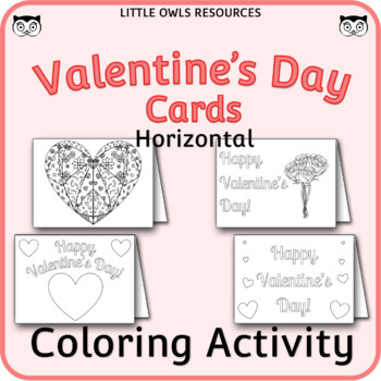 Preview of Happy Valentine's Day Card Templates - Coloring Activity (horizontal cards)
