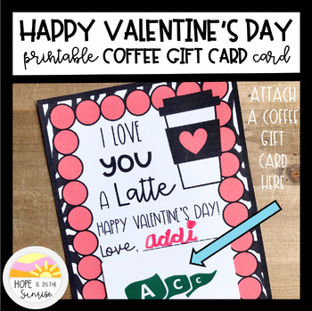 Preview of Happy Valentine's Day "Coffee Gift Card" Card for Teachers and Staff