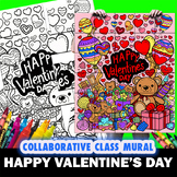Happy Valentine's Day Collaborative Group Mural Coloring P