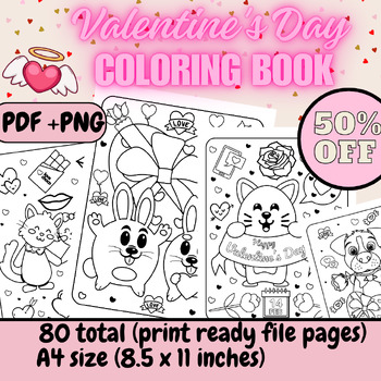 Preview of Happy Valentine's Day Coloring Book,coloring pages,coloring sheets February 14th