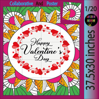 Preview of Happy Valentine's Day February Craft Activity Collaborative Coloring Poster