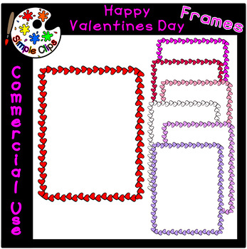 Preview of Happy Valentine's Day Freebie Heart Frames - Commercial Use {Simple Clips} 2019