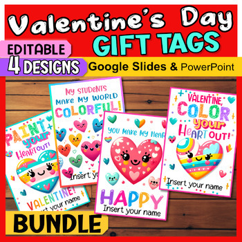 Preview of Happy Valentine's Day Heart Gift Tags Printable, Editable Heart Gift Tags Bundle