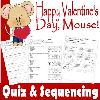 Preview of Happy Valentine’s Day, Mouse Reading Quiz Test & Story Sequencing