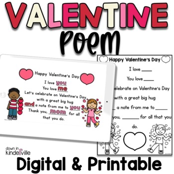 Preview of Valentine's Day Poem Digital Printables and Pocket Chart Seesaw Google Pear Deck