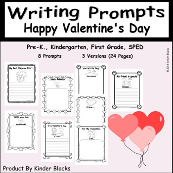 Happy Valentine's Day Writing Prompts by Kinder Blocks | TpT
