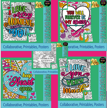 Preview of Happy Valentines Day Bulletin Board Collaborative coloring page Poster 2024  Bun