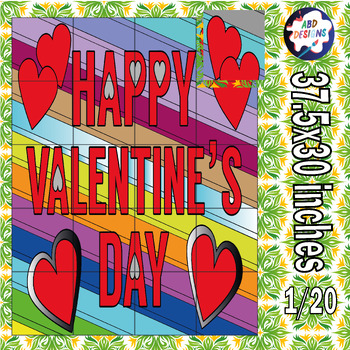 Preview of Happy Valentines Day Bulletin Board Collaborative coloring page Poster Activity