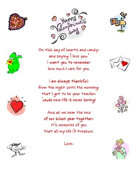 valentines teacher note happy valentine short poems letter poem notes teacherspayteachers visit classroom