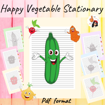 Preview of Happy Vegetable Stationary { ESL}
