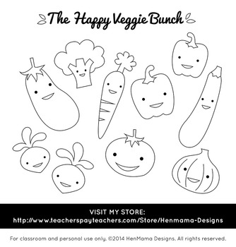 mix vegetables clipart black and white flower