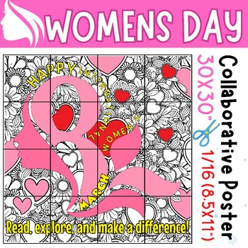 Preview of International Women's Day Activity | mindfulness Collaborative Coloring Poster