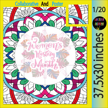 Preview of Happy Women's History Month Collaborative coloring page activity | March