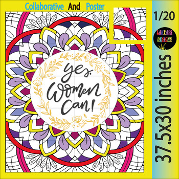 Preview of Yes Women Can Collaborative coloring page activity | March