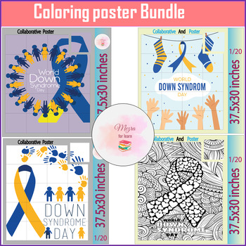 Preview of Happy World Down Syndrome Day Collaborative Coloring sheet Activities