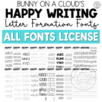 Preview of Happy Writing Letter Formation Fonts - All Fonts License for commercial use