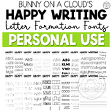 Happy Writing Letter Formation Fonts by Bunny On A Cloud (PERSONAL USE)