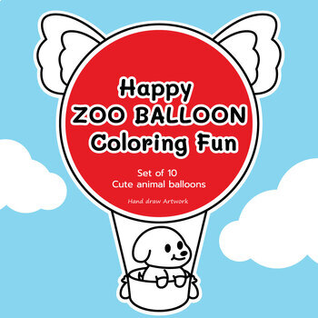 Preview of Happy Zoo Balloon Coloring Fun