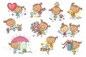 Happy and cute little girl set by Optimistic Kids and Families Art