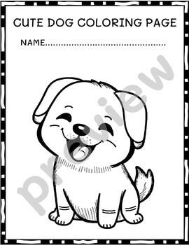 Happy cute dog coloring page by RABBY STUDIO | TPT