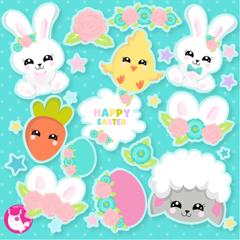 Happy Easter Clipart Commercial Use Vector Graphics Cl1244 By Prettygrafik