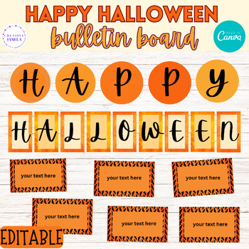 Preview of Happy halloween bulletin board letters - Orange Halloween classroom decor