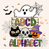Happy halloween doodle alphabet