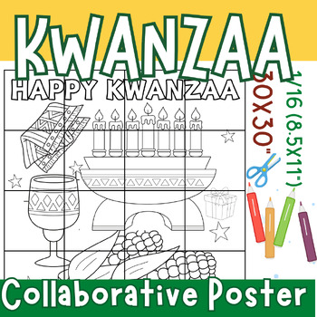 Preview of Happy kwanzaa Collaborative Coloring poster | 7 Principles of Kwanzaa Holiday