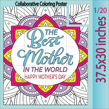 Preview of Happy mother's Day Zentangle Collaborative Coloring Poster | Mom & Special Woman