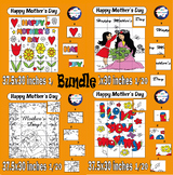 Happy mother's day collaborative poster art coloring pages Bundle