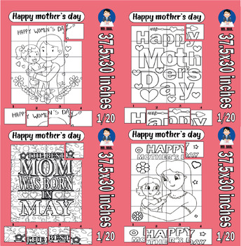 Preview of Happy mother's day collaborative poster art coloring pages craft Bundle