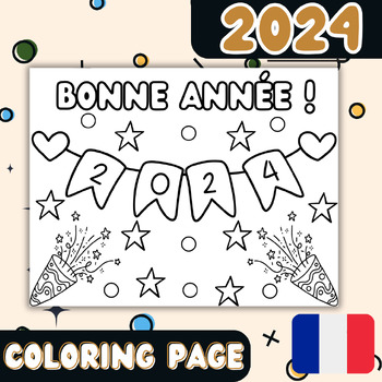 Preview of Happy new year 2024 French coloring pages / Bonne année - New Years 2024