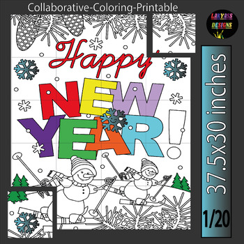 Happy new year Collaborative Coloring Poster| New Year 2024 by lakyass ...