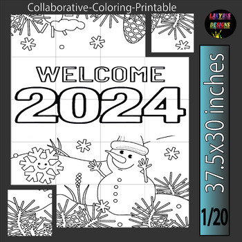Preview of Happy new year Collaborative Coloring Poster| New Year 2024