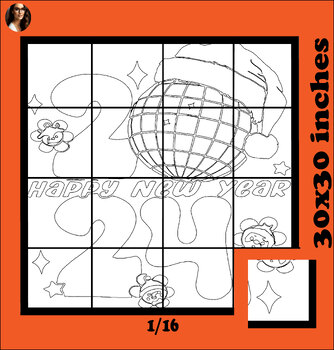 Preview of Happy new year pop art coloring Collaborative Poster Bulletin Board